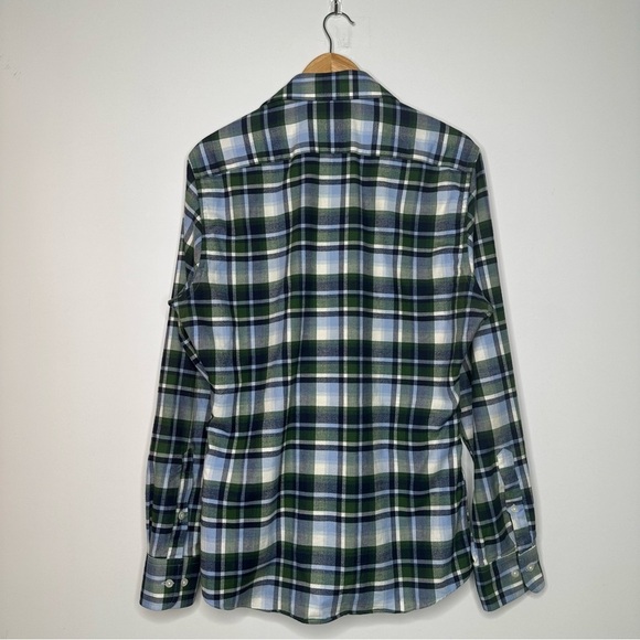 STANTT Men’s Brushed Twill Button Down Shirt Blue/Green Plaid Neck 16 - Picture 6 of 7